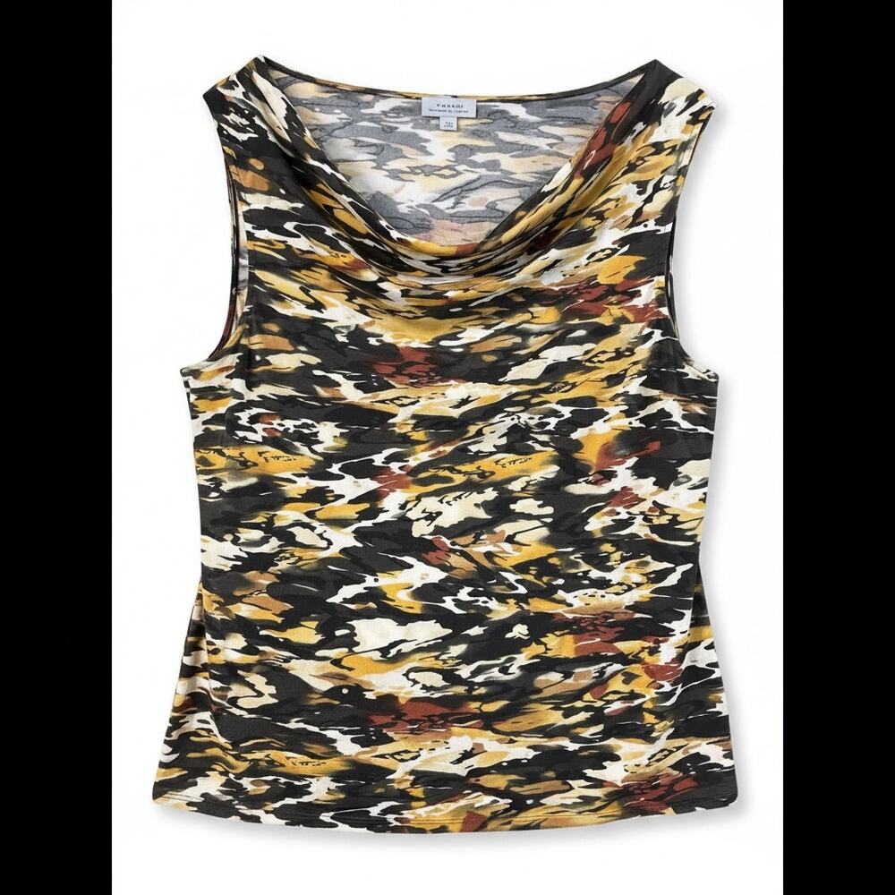 Tahari Arthur S Levine XL Abstract Print‎ Cowl Neck Sleeveless Top Blouse